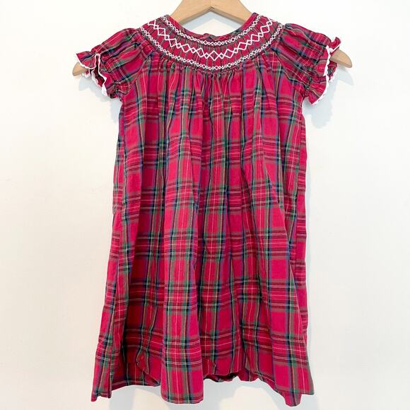 Lil Cactus Girls Plaid Holiday Christmas Cottagecore Prairie Smocked Dress 4T - Picture 1 of 5